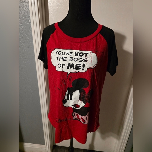 Disney Tops - Disney Mickey Red And Black Mesh Shirt Size XL
